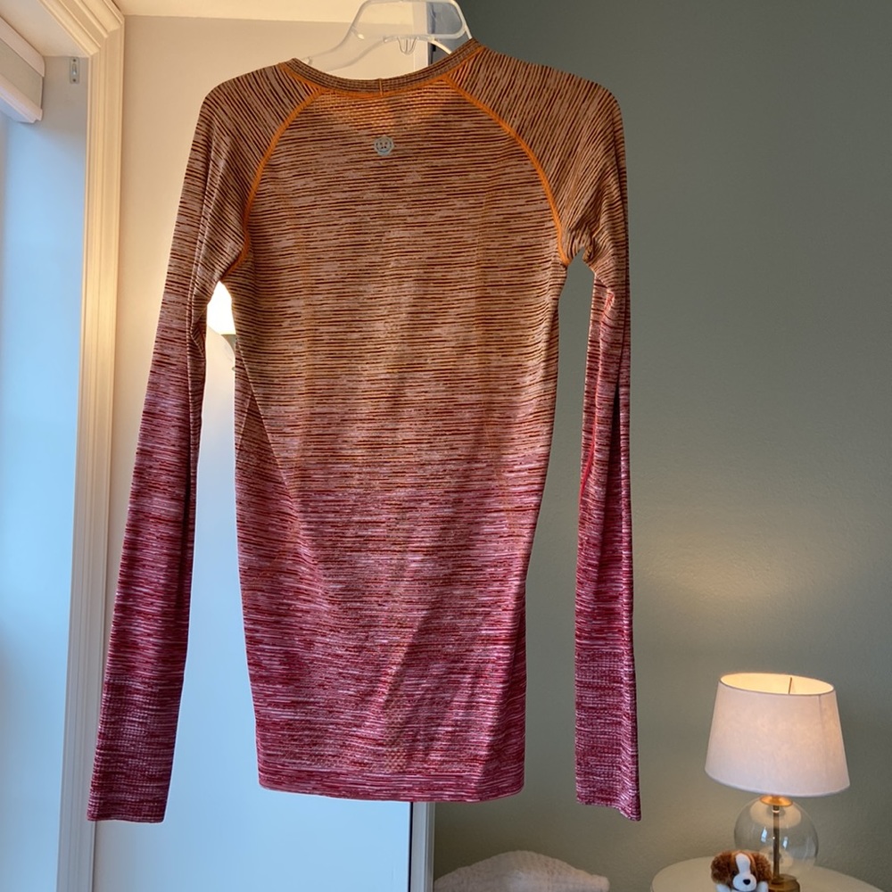 Lululemon Swiftly Tech Long Sleeve Crew *SW in Vivid Amber / White / Hot Heat - Picture 7 of 7